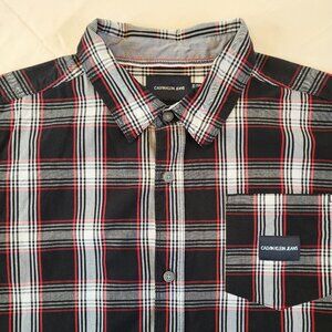 Boys Calvin Klein Jeans Long Sleeve Button Up Shirt Size XL 18-20 Plaid